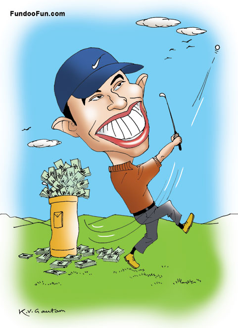 Tiger Woods caricature cartoon