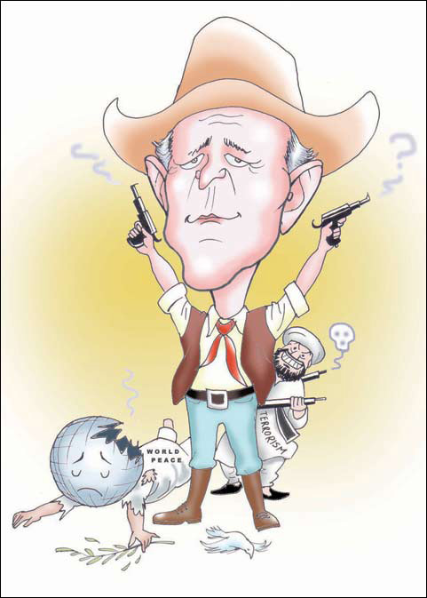 George Bush caricature cartoon